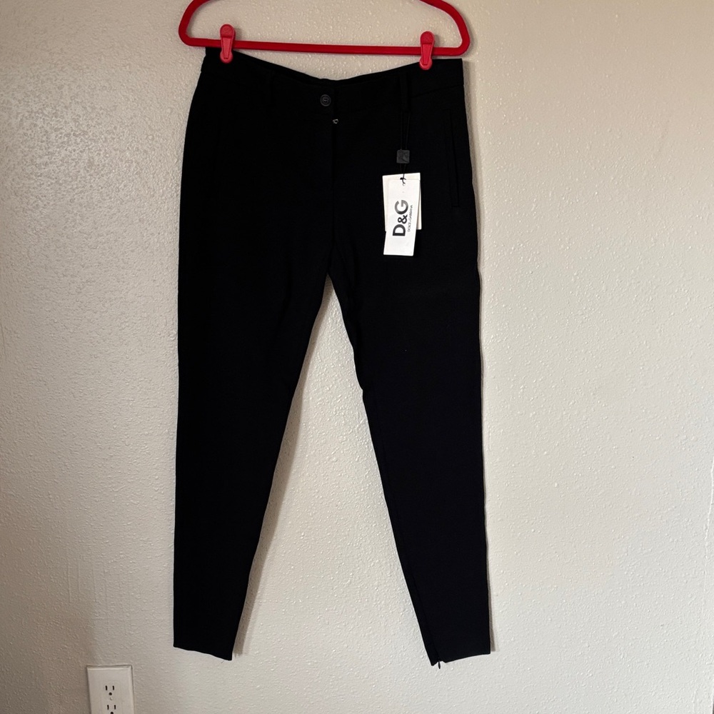D&G Black Slim-Fit Trousers with Logo Tag